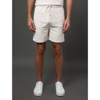 Bermuda Masculina Linho Diagonal Calvin Klein - Off White em Oferta na Shopee