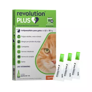 Antipulgas Revolution Plus Gatos de 5,1kg a 10kg C/3 Pipetas em Oferta na Shopee
