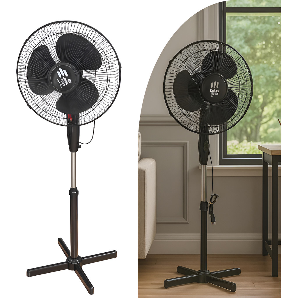 Ventilador de Pé com 3 Pás Potente e Silencioso Regulagem de Altura ...