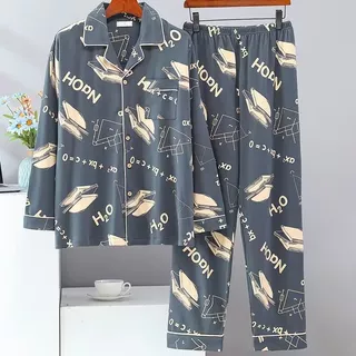 Pijama Masculino De Algodão Primavera E Outono Manga Comprida Fino Plus Size Cardigã Para Jovens De Meia-Idade Conjunto Casa Quatro Estações em Oferta na Shopee