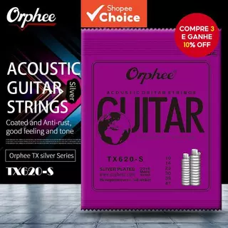 Orphee TX620-S Cordas para Violão Acústico Médio Aço Carbono Núcleo Hexagonal Ferida Banhada a Prata Acessórios para em Oferta na Shopee