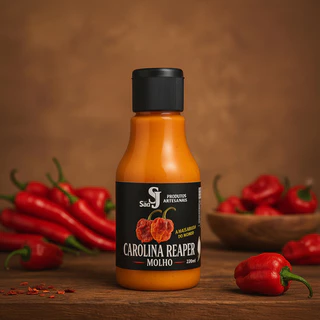 Molho Pimenta Picante Saborosa Carolina Reaper 220ml Artesanal Mais Ardida Do Mundo Forte