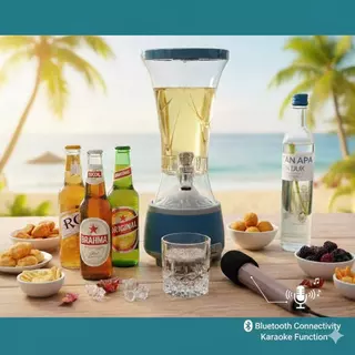 Dispenser de Cerveja Elétrico com Torneira | Bluetooth Speaker Integrado | Karaokê para Churrasco e Festas