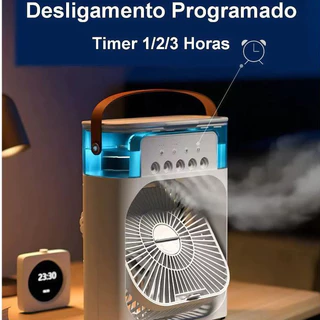 Mini Ar Condicionado Portátil USB com Umidificador e Luz LED