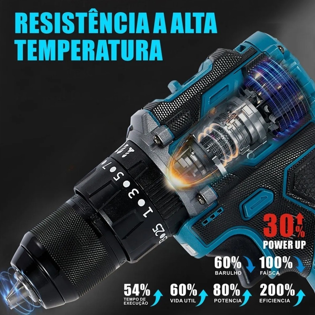 Hanabi】Parafusadeira sem fio Hanabi Brushless 2 Baterias CY-3006