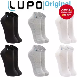 Kit De 6 Pares De Meias Unissex Originais Lupo | Esportivas De Algodão De Corte Baixo Com Painéis De Malha Para Homens E em Oferta na Shopee