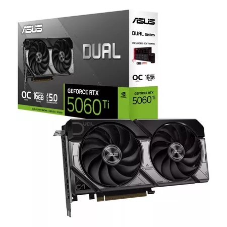 Placa de Vídeo NVIDIA GeForce Asus RTX5060TI Dual OC 2X 16GB -128 Bits - HDMI/3X DP - 90YV0MH0-M0NA00