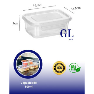 Kit Conjunto 10 Marmitas 800ml com travas Herméticas Transparente Reutilizáveis Livre de BPA — foto 2 — Achou Levou Brasil