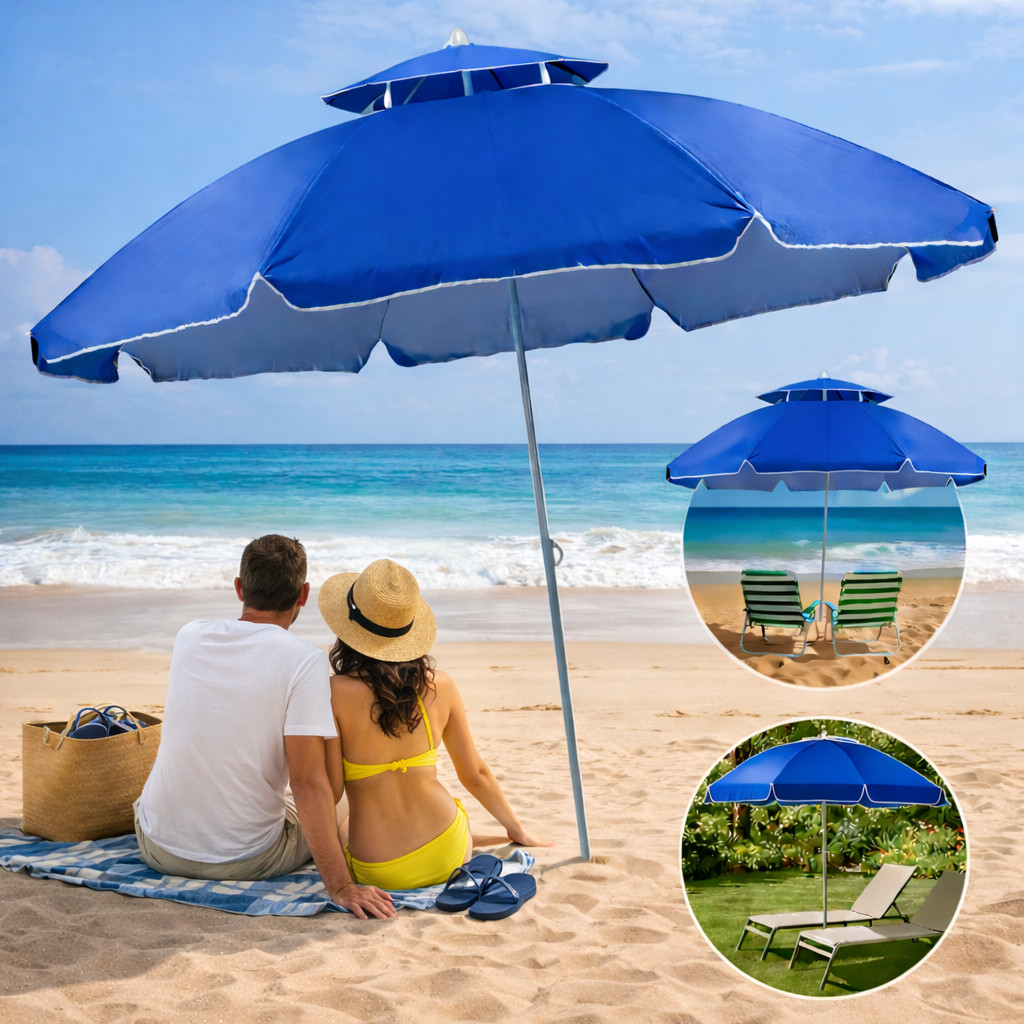 Guarda Sol Grande Gigante 2,40m Praia Verão Piscina Proteção UV ...