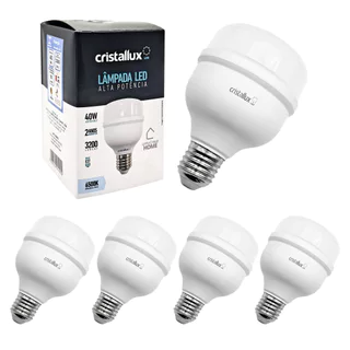 5X Lâmpada Bulbo Led Alta Potência E27 40w Branca Fria 6500k Cristallux