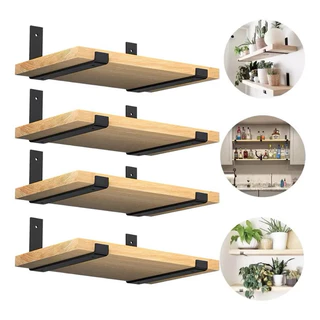 4 a 1 Prateleiras industrial 60CM + kit instalação e suporte de ferro cantoneira mão francesa invertida em Oferta na Shopee