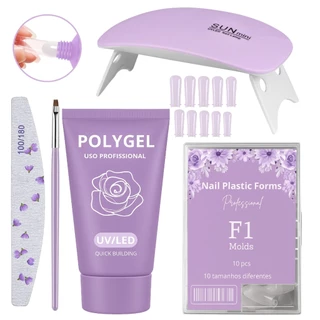 KIT UNHA POLYGEL CABINE SUN + POLYGEL + MOLDE F1 + LIXA 100/180 em Oferta na Shopee