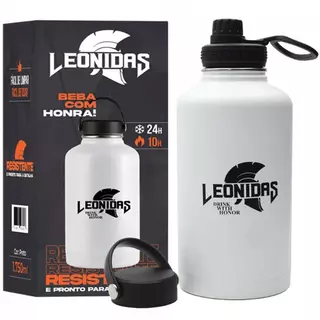 Garrafa Térmica Leonidas, 1.750ml, 24h Frio e 10h Quente, Metal, Branco em Oferta na Shopee