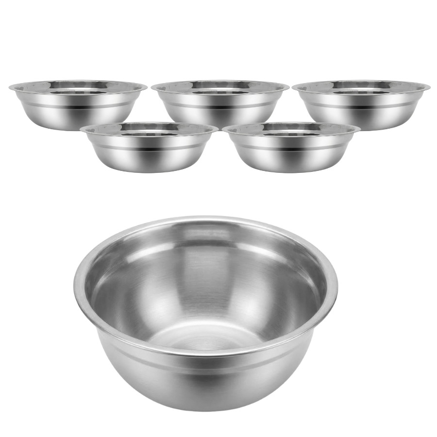 Kit 5 Tigela Mixing Bowl em Aço Inox Funda Multiuso 20cm