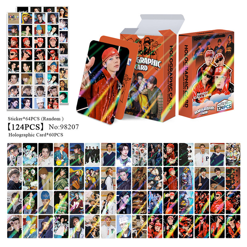124 Pçs/Caixa LNGSHOT Photocards Holográfico LOMO Cartão Adesivo