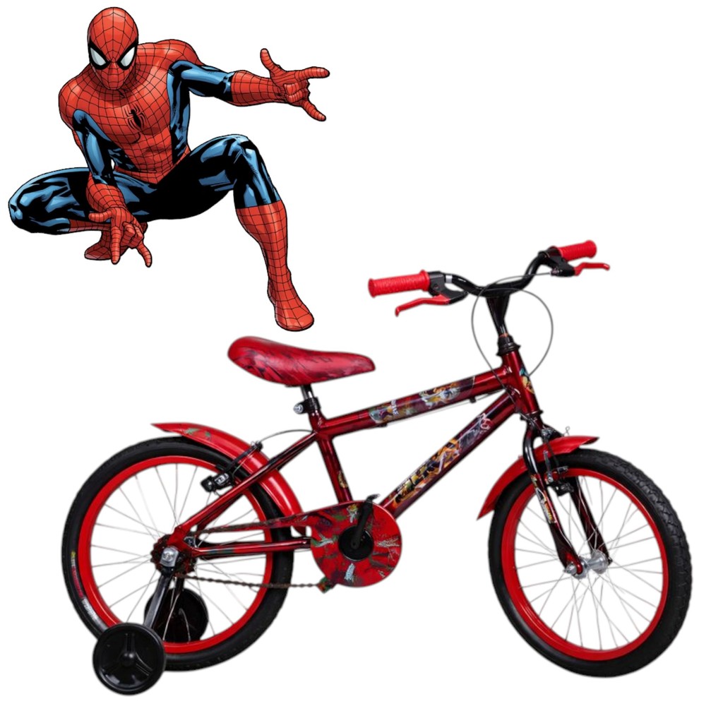Bicicleta Infantil Bike Aro 16 Tema Homem Aranha Vermelho com Rodinhas ...