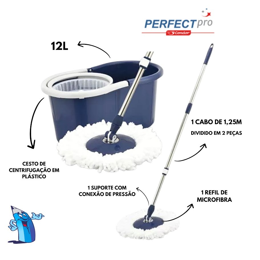 MOP GIRATÓRIO 360° TORNADO 12L PERFECT PRO CONDOR | Shopee Brasil