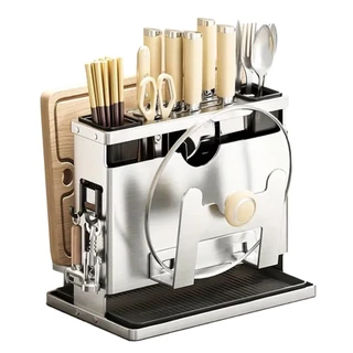 Organizador De Talheres Faca Suporte De Tampa Com Escorredor lemon em Oferta na Shopee