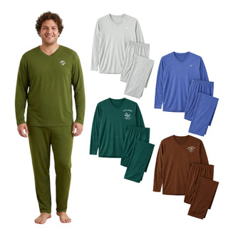 Pijama Longo Adulto Masculino Plus Size Basico Bordado Sortido G1 ao G3 em Oferta na Shopee