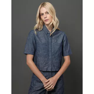 Camisa Jeans Feminina Cânhamo Calvin Klein - Marinho em Oferta na Shopee