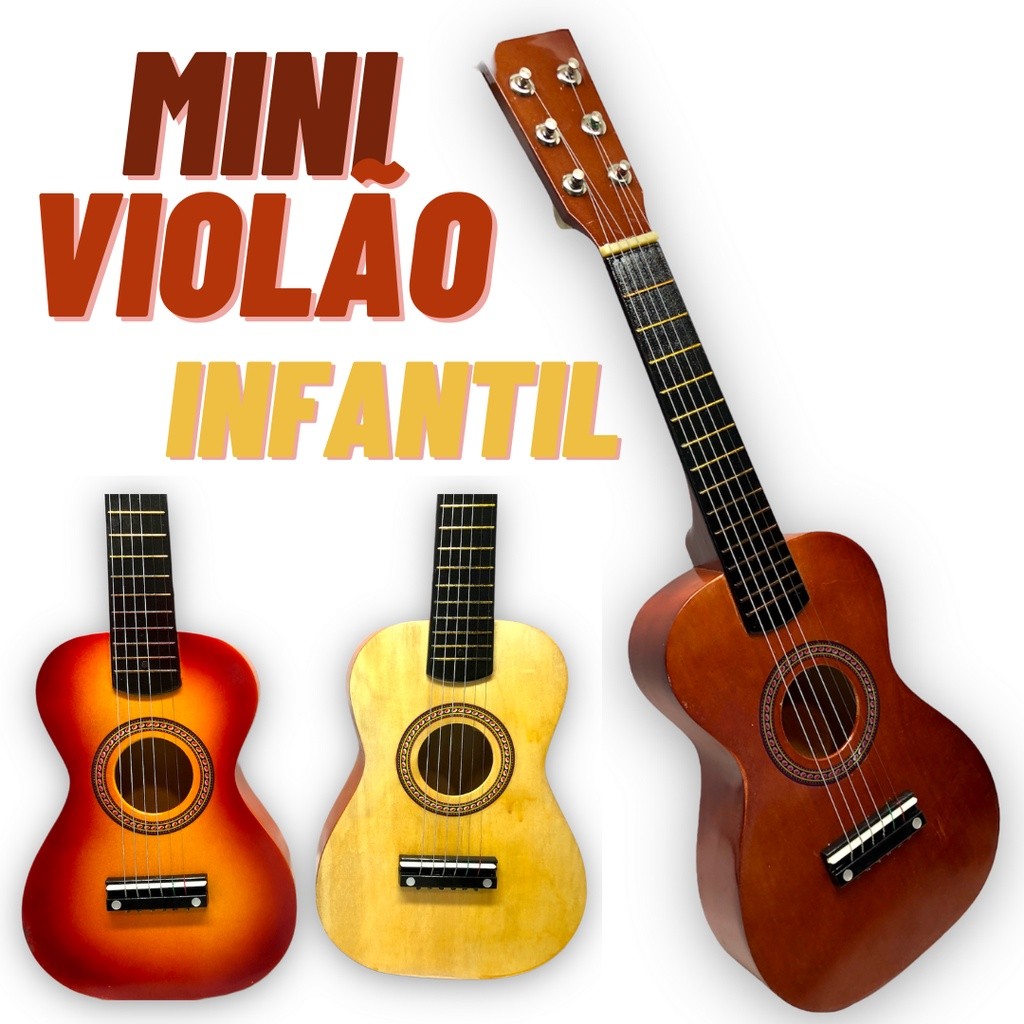 Mini Violão Educativo de Madeira para Crianças: Estimule a Criatividade ...