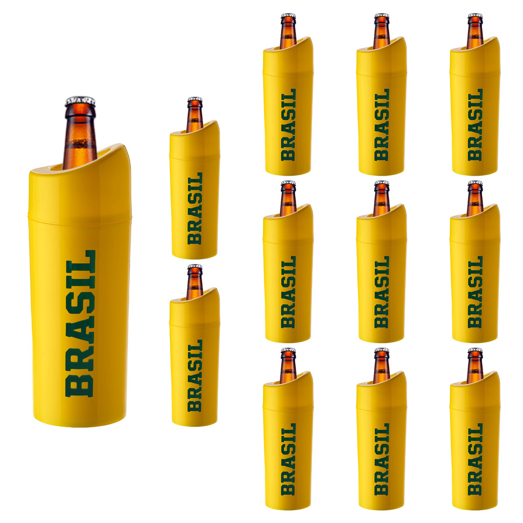 Porta Garrafa com Manta Térmica BRASIL 1L Parede Dupla Kit 12 pçs FESTA Litrão C