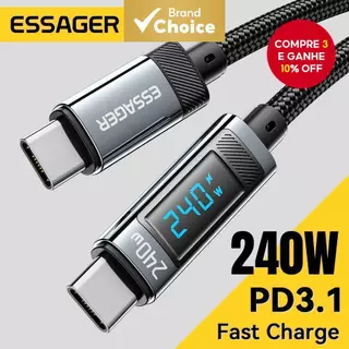 Essager Pd 240W Cabo Tipo C 5A Carga Rápida para Redmi Black Shark Huawei Mate 60 Pro em Oferta na Shopee