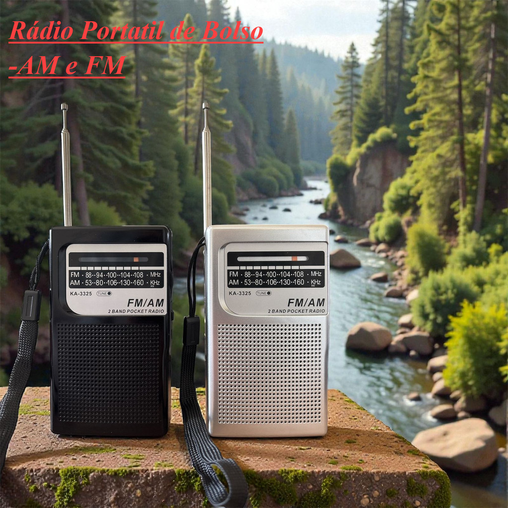 Rádio Portátil De Bolso Portátil AM FM Bateria Pilha AA com Alça ...