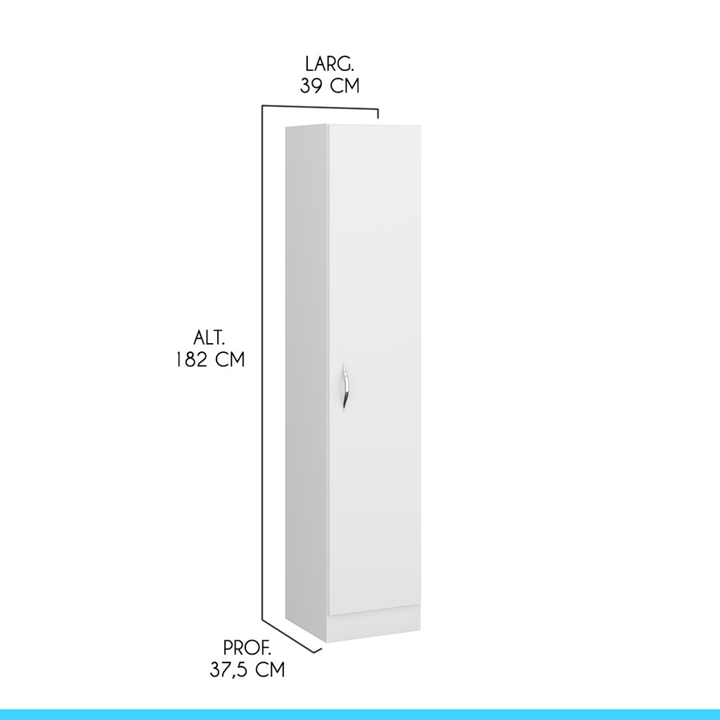Armário Multuso com 1 Porta 39 x 182 Cm MDP Branco 0802 MENU