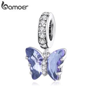 Bamoer Bead Roxo Borboleta Pingente DIY Pulseira Colar Acessórios Para Presentes Femininos em Oferta na Shopee