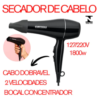 Secador De Cabelo Profissional 1800W Startools Cabo Dobrável 2 Níveis De Temperatura em Oferta na Shopee