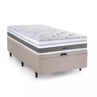 Cama Baú Solteirão Herval Amore de Molas Ensacadas, Suede Bege, 74x96x203 cm em Oferta na Shopee