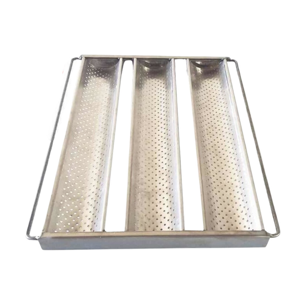 Assadeira 3 tiras 40x30 Para Pão de Sal Baguete Em Aluminio