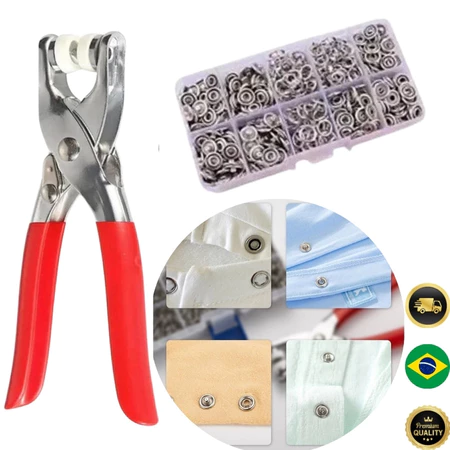 Alicate Aplicador de Botão de Pressão Metal | Kit Para Roupas, Roupas de Bebê, Artesanato e Costura + 120 Botões + Case