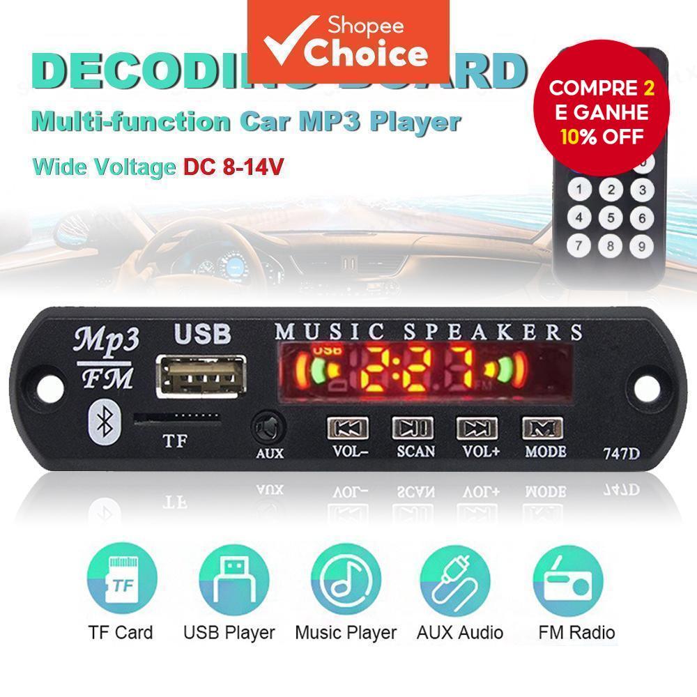 Módulo De Placa MP3 Bluetooth 5.0 12V-Reprodutor De Áudio USB/TF Com FM , Controle Remoto E Tela Colorida Para Carro