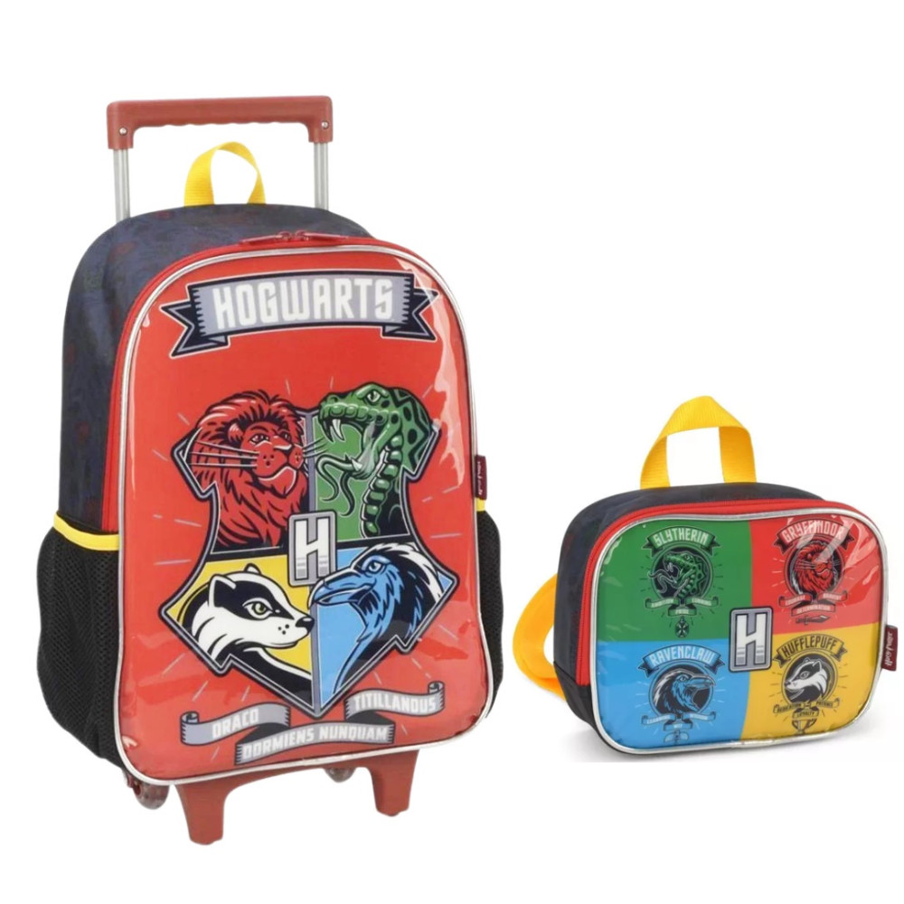 Kit Mochila Grande Rodinha Lancheira Harry Potter Hogwarts | Shopee Brasil