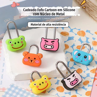 Cadeado Fofo Cartoon em Silicone Núcleo de Metal Cores Sortidas p/ Mochila, Estojo, Gaveta e Viagem em Oferta na Shopee