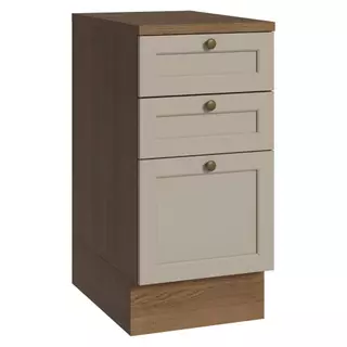 Balcão de Cozinha 40 cm 3 Gavetas Rustic/Crema Vik Madesa em Oferta na Shopee
