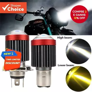Farol Alto/Baixo Para Motocicleta H6/BA20D H4 1200LM Bicolor 10-80V em Oferta na Shopee