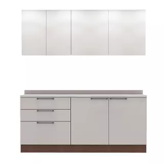 Cozinha Modulada Pequena Herval Amsterdam, 4 Peças, Off White e Avelã em Oferta na Shopee