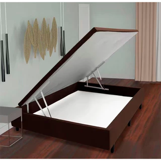 Base Box para Colchão de Casal Lift Cotton com Baú e Pistão à Gás MGA em Oferta na Shopee