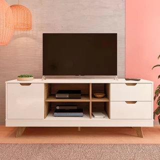 Rack Michigan Artely com 2 Gavetas e 4 Nichos para Tvs de até 65 Polegadas em Oferta na Shopee