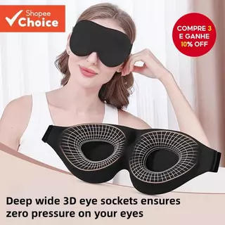 Máscara De Olho Preta Para Dormir : Design De Contorno Profundo 3D , Bom Desempenho De Bloqueio De Luz , Macia E Confort