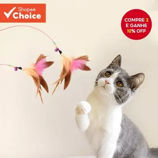 Varinha Interativa Para Provocação De Gatos PurrPlay-Brinquedo De Autoentretenimento Com Penas E Sino , Haste Elástica L em Oferta na Shopee
