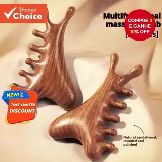 Pente De Massagem De Sândalo 4 Em 1 Para Terapia Do Couro Cabeludo , Levantamento Linfático Dos Olhos , Massageador De R em Oferta na Shopee