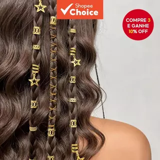 Algemas De Cabelo Com Estrela Boêmia , Anéis De Trança De Metal , Design Aberto Francês , Acessórios Legais E Doces em Oferta na Shopee