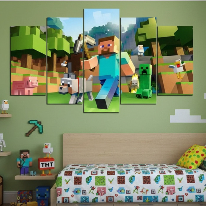 quadro decorativo minecraft 5 peças full hd em alta resolução | Shopee ...