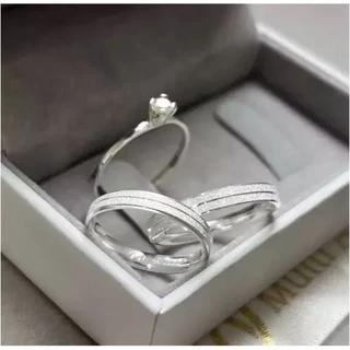 Kit 3 Anéis - Par de Alianças 4mm Diamantada Banhada a Prata 925 – Anel de Compromisso Casal Namoro Noivado Ajustável-WL em Oferta na Shopee