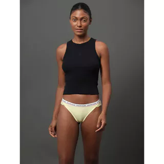 Kit 3 Calcinhas Fio Dental em Renda Calvin Klein Underwear - Preto/Branco/Amarelo em Oferta na Shopee