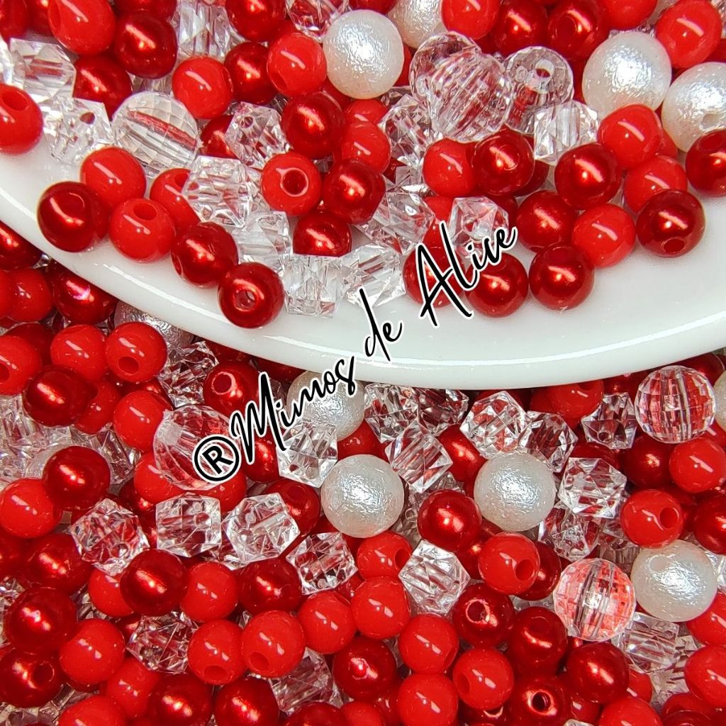 Blend Mix Vermelho Aprox.380/760 pçs Perola Miçanga Leitosa Cristais Pedraria brincos bijuterias Diy